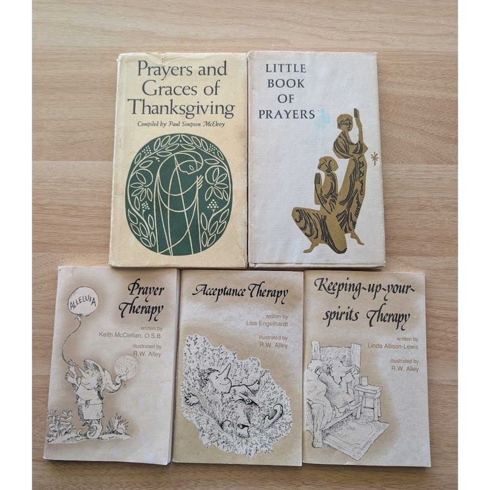5 Lot Vintage Prayer & Therapy Books Faith Abbey Press Peter Pauper Press Good